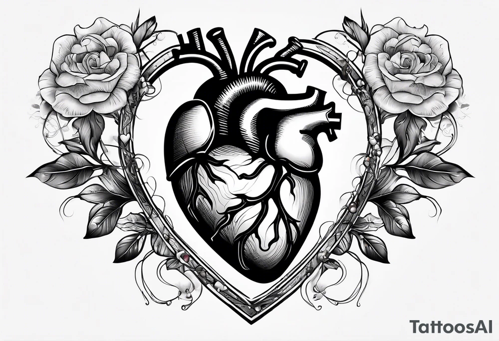 heart surrounded with wire tattoo idea