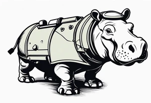 Baby hippo with grenade launcher tattoo idea