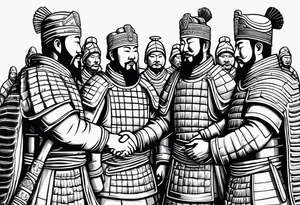 Terracotta Army Soldiers with the Persian soldiers who shake hand tattoo idea