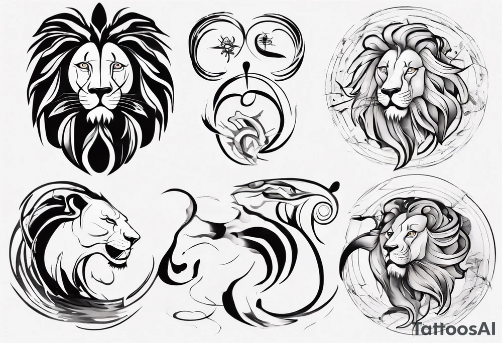 Lion with pisces tattoo idea