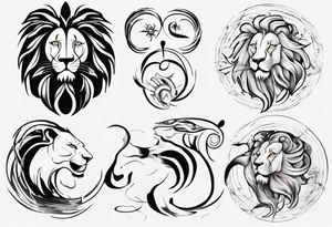 Lion with pisces tattoo idea