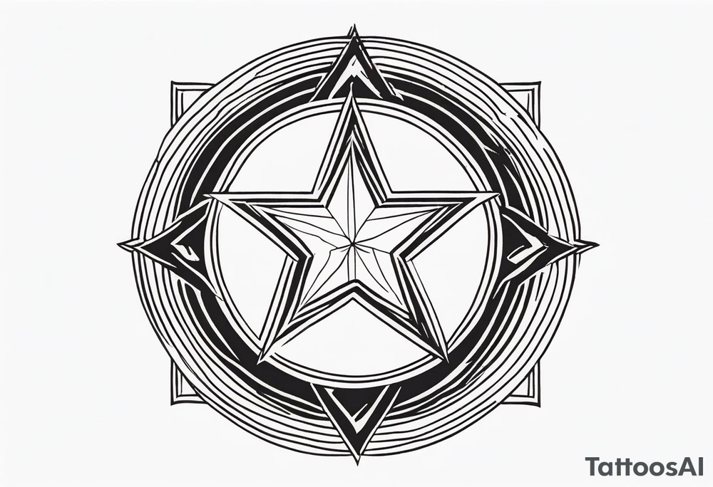 star with border around star tattoo idea