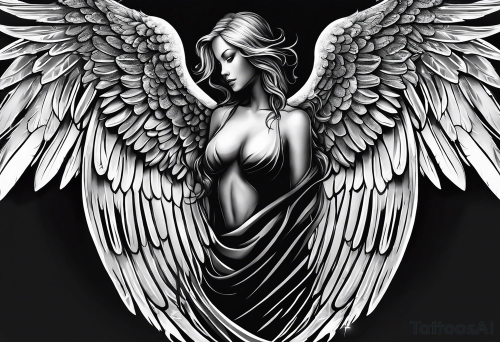 Angel Wings with the word Glenn in between tattoo idea Angel Wings with the word Glenn in between tattoo idea