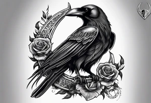 Raven,skull,and scythe tattoo idea