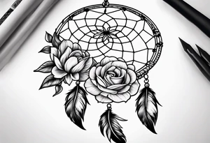 Dreamcatcher with flowers tattoo idea