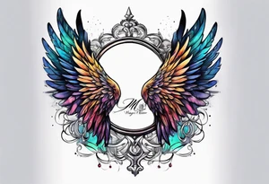 a pair of wings with a halo above them tattoo idea