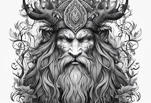 Leshy with Russian pattern tattoo idea