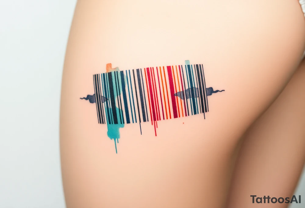 A barcode where the lines glitch and distort at the edges, symbolizing a love that breaks traditional codes. tattoo idea