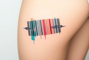 A barcode where the lines glitch and distort at the edges, symbolizing a love that breaks traditional codes. tattoo idea