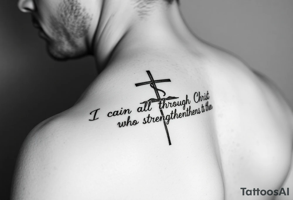 I can do all things through Christ who strengthens me scripture fading from cross on forearm tattoo idea
