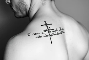 I can do all things through Christ who strengthens me scripture fading from cross on forearm tattoo idea
