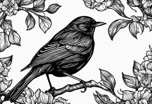 A black only blackbird outline with no extraneous details. Use the Beatles song blackbird for inspiration tattoo idea
