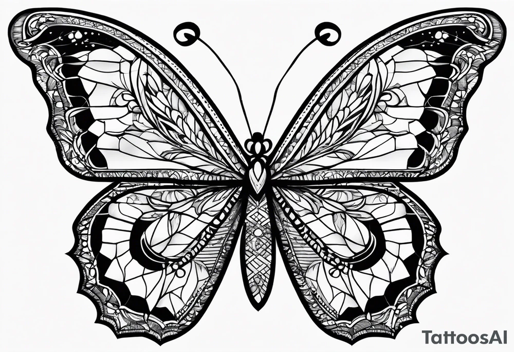 Small butterfly with Indra’s net quilt tattoo idea