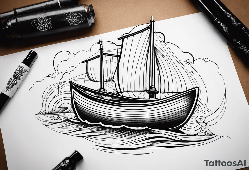 Tubarões, polvo e barcos no braço tattoo idea