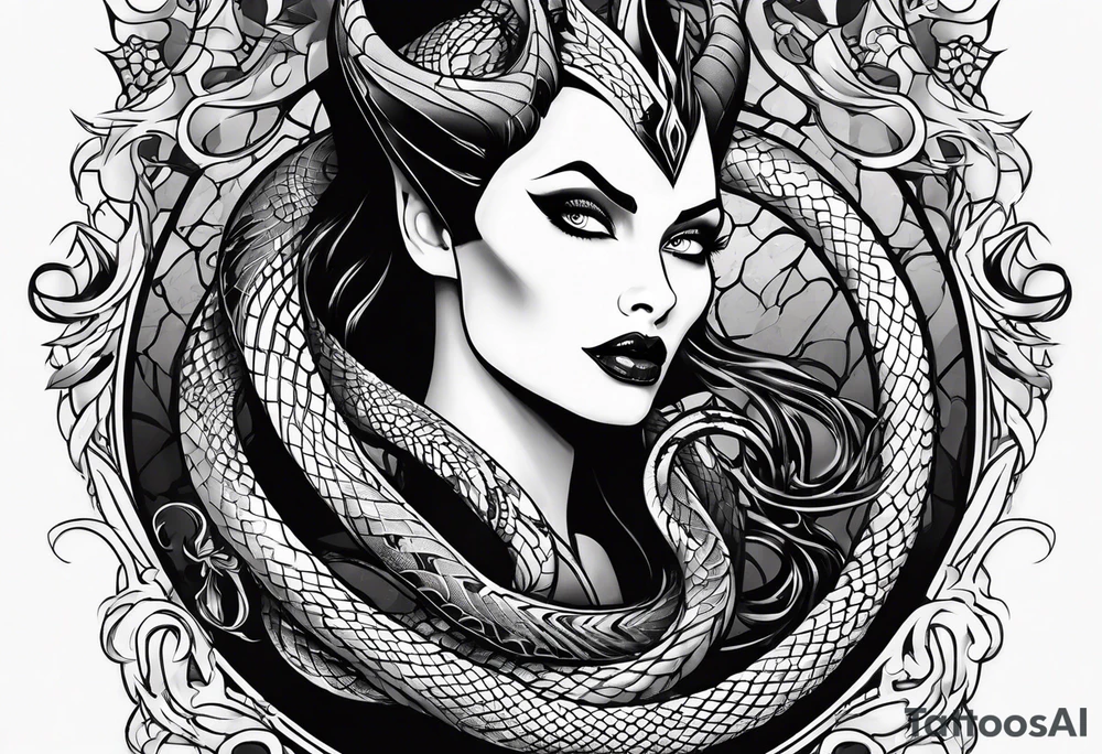 maleficent evil snakes tattoo idea
