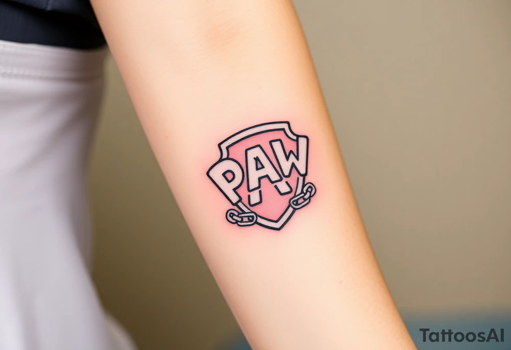 The Paw Patrol emblem with interwoven chains, symbolizing teamwork and unity tattoo idea