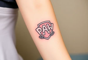 The Paw Patrol emblem with interwoven chains, symbolizing teamwork and unity tattoo idea