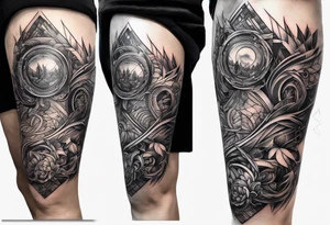 create modern tattoo sketch for whole leg with just abstaction lines tattoo idea