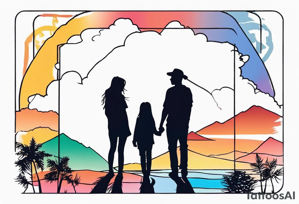polaroid-picture silhouette with friends tattoo idea