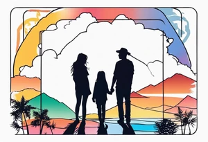 polaroid-picture silhouette with friends tattoo idea
