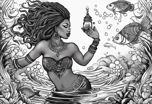 Mami wata african underwater small tattoo idea