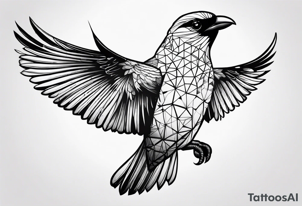pássaro corvo pousando tattoo idea