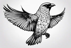 pássaro corvo pousando tattoo idea