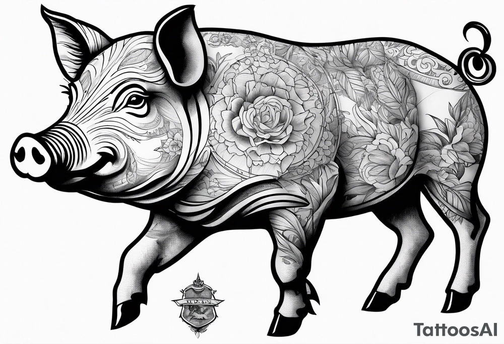 Butchers map of a pig tattoo idea