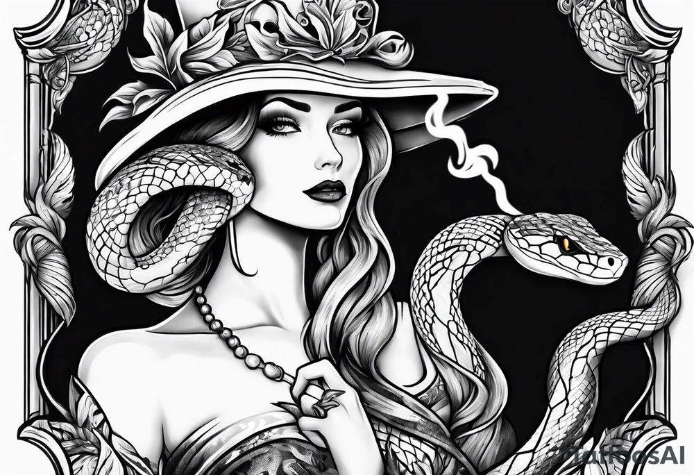 snake smoking cigarette tattoo idea