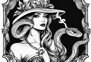 snake smoking cigarette tattoo idea