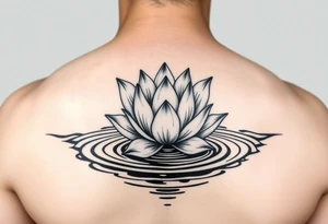 serene lotus flower emerging from sacred waters with ripples tattoo idea