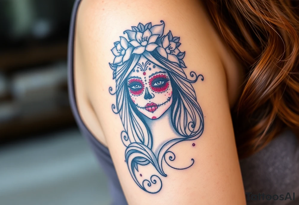 Day of the dead Mexican woman tattoo idea