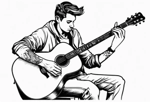 man playing guitar tattoo idea