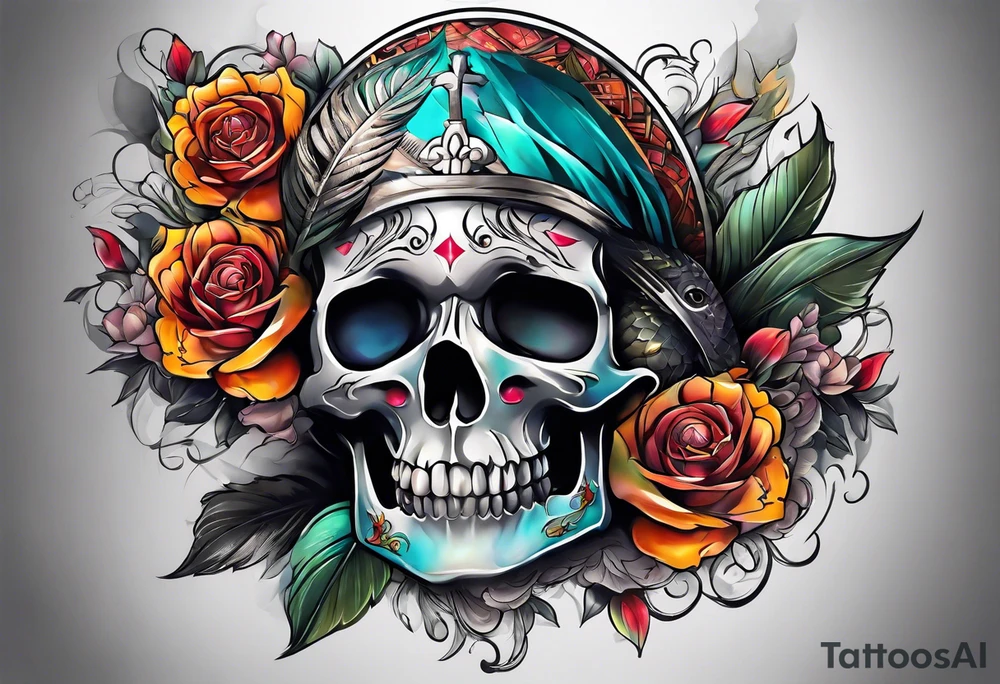 Sleeve with a lot of color tattoo idea