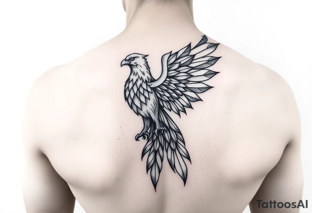 GEOMETRIC AND SYMMETRIC PHOENIX tattoo idea