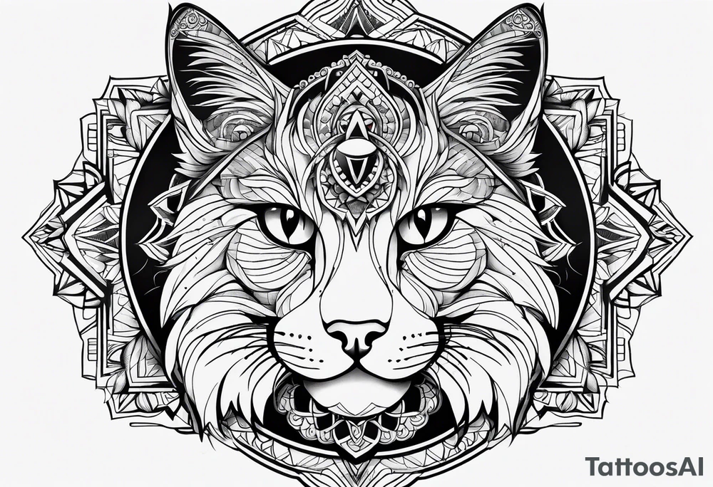 Cat mandala tattoo idea