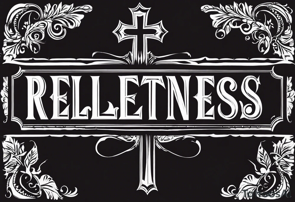 Would like the tattoo to include only the word "relentless" however I would like the T to be a cross. tattoo idea