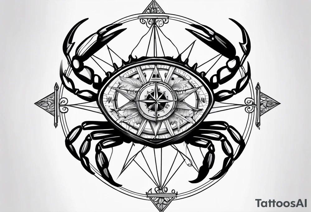 Crab Compass Arrow tattoo idea