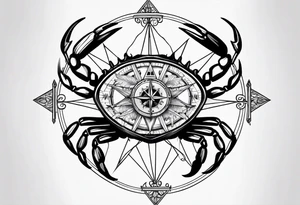 Crab Compass Arrow tattoo idea