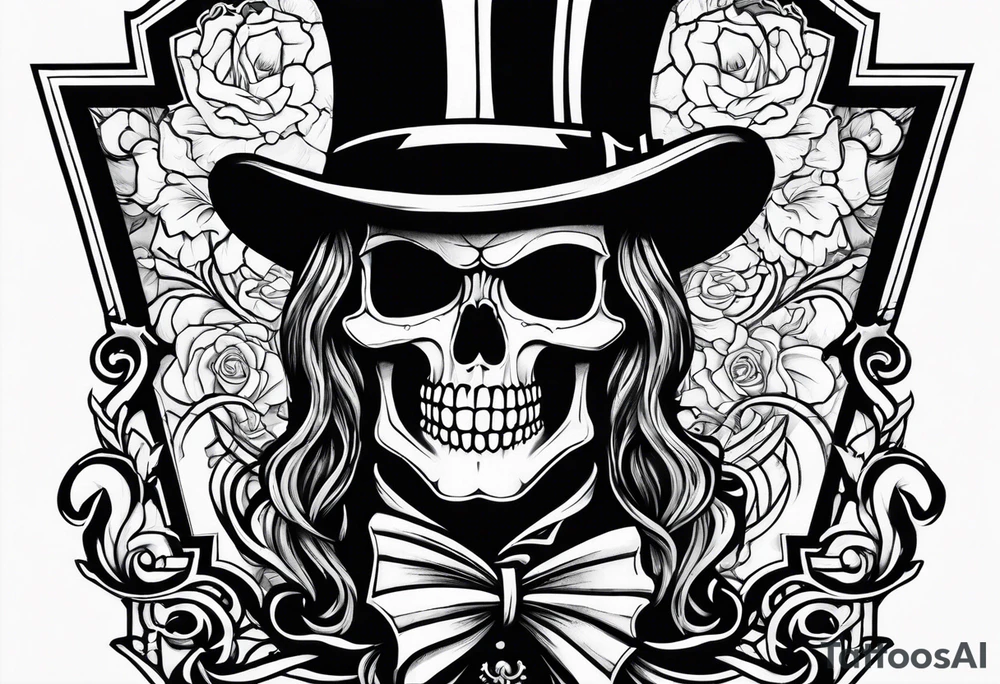 skeleton wearing a top hat holding a bible tattoo idea