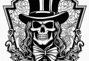 skeleton wearing a top hat holding a bible tattoo idea