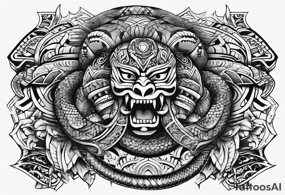 aztec snake sleeve tattoo idea