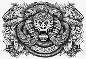 aztec snake sleeve tattoo idea