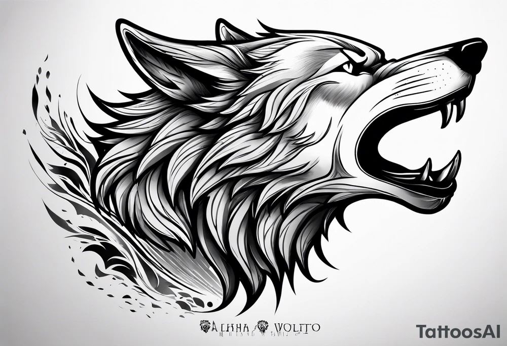 angry alpha wolf tattoo idea