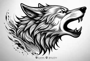 angry alpha wolf tattoo idea