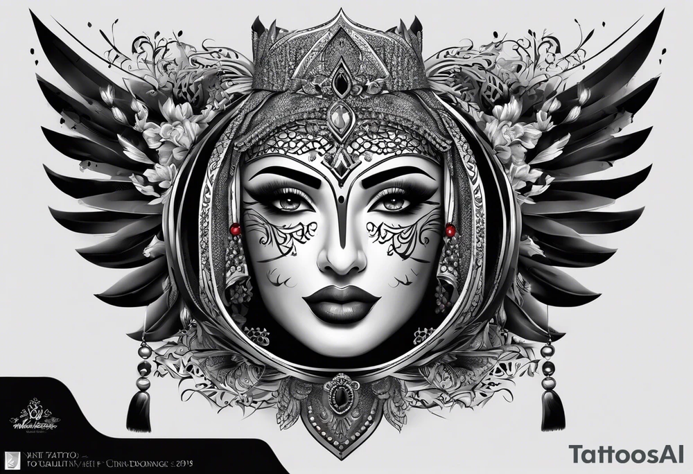 The name محمود only written like that not a face 
and a date 04/12/2019 under it tattoo idea