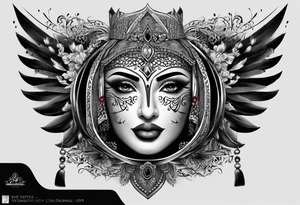 The name محمود only written like that not a face 
and a date 04/12/2019 under it tattoo idea