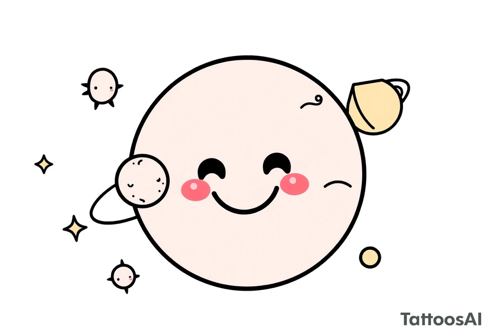 Smiley Cute solar system tattoo idea