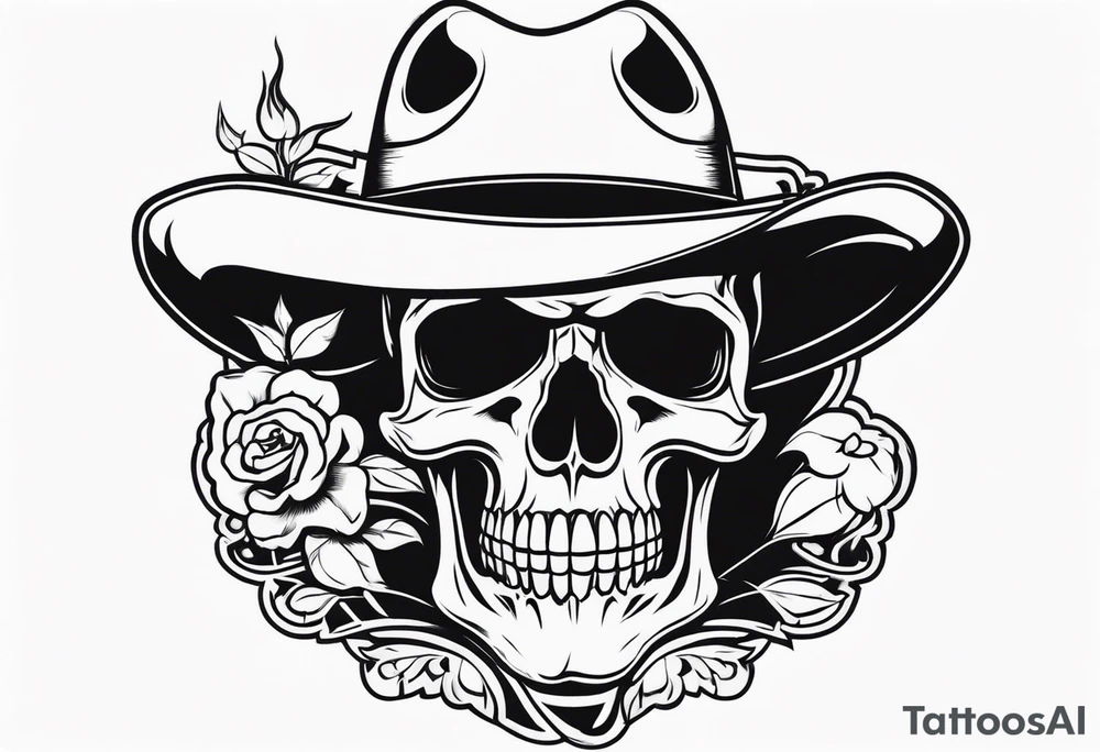 western skull smoking a cigarette tattoo idea