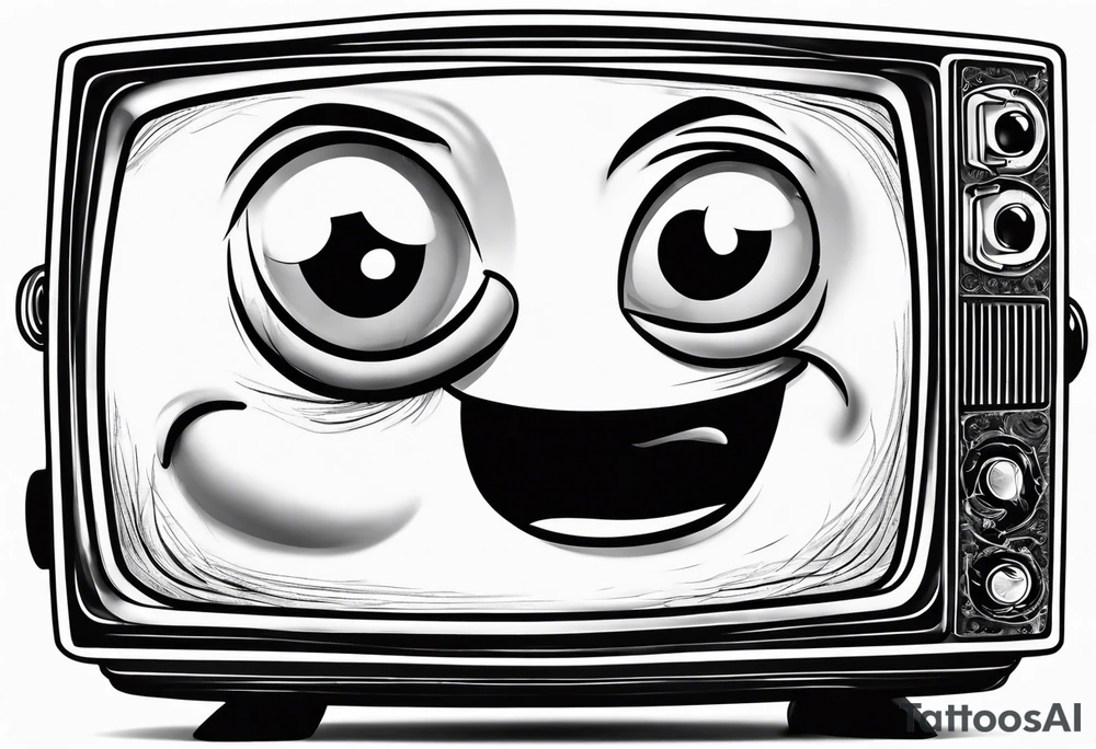 retro television set character with a sad face tattoo idea